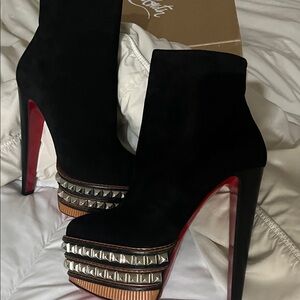 CHRISTIAN LOUBOUTIN FAOLO PLATFORM STUDDED ANKLE BOOTS NEW SZ 39 BLACK